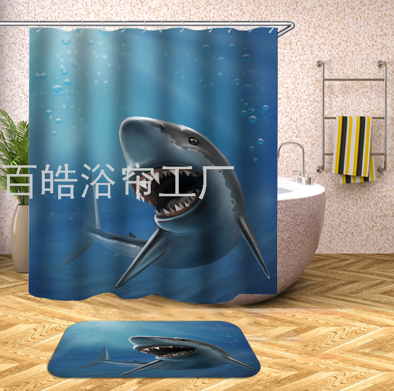 百皓数码涤纶浴室浴帘防水布卫生间帘子防霉窗帘门帘隔断帘浴帘