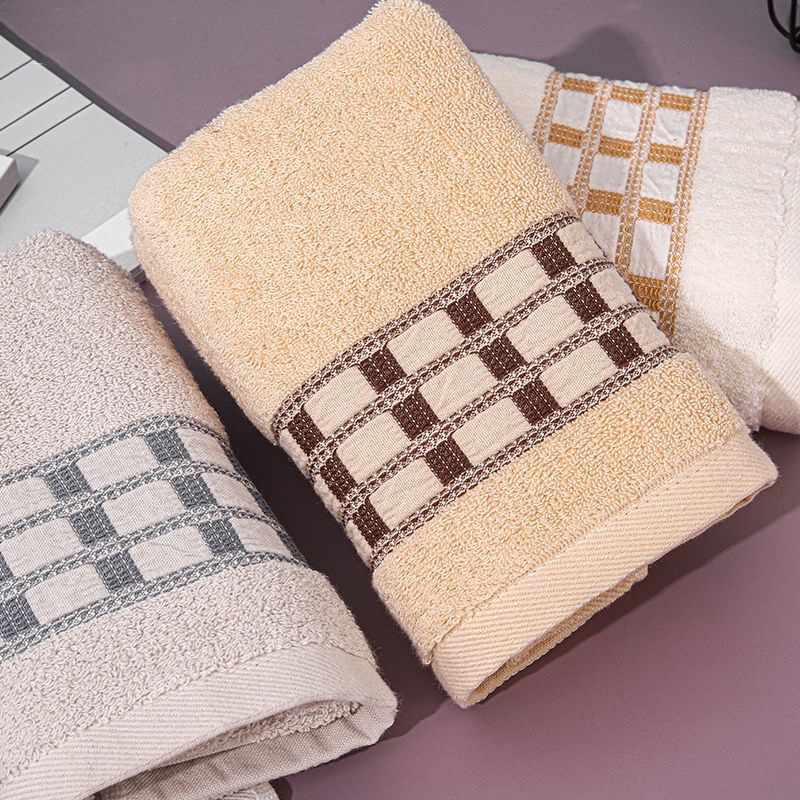 Cloth stall plaid pure cotton towel absorbent hair wash towel soft household male and female students bath towel thumbnail