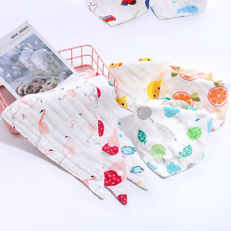 Seis capas de gasa de algodón baby babble toalla baby triangle toalla niños babero Specification image