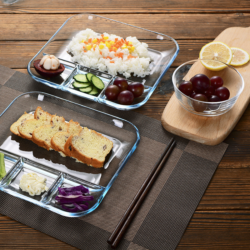 Multifunctional Toughened Glass Plate Transparent Household Tableware Dinner Plate Fruit Plate Fish Plate Large Western Plate Dumpling Plate