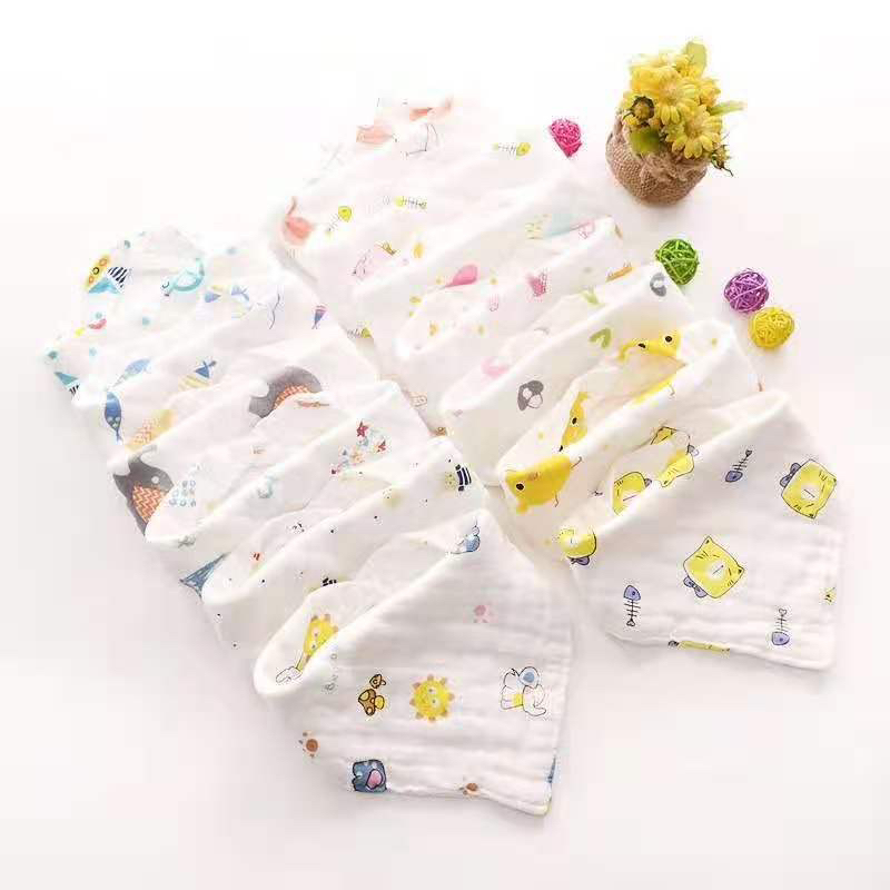 Seis capas de gasa de algodón baby babble toalla baby triangle toalla niños babero details Picture