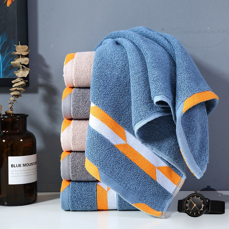 Pure cotton towel, high-end men's face towel, thickened, absorbent and non-shedding, suitable for washing face, adult orange time travel Specification image