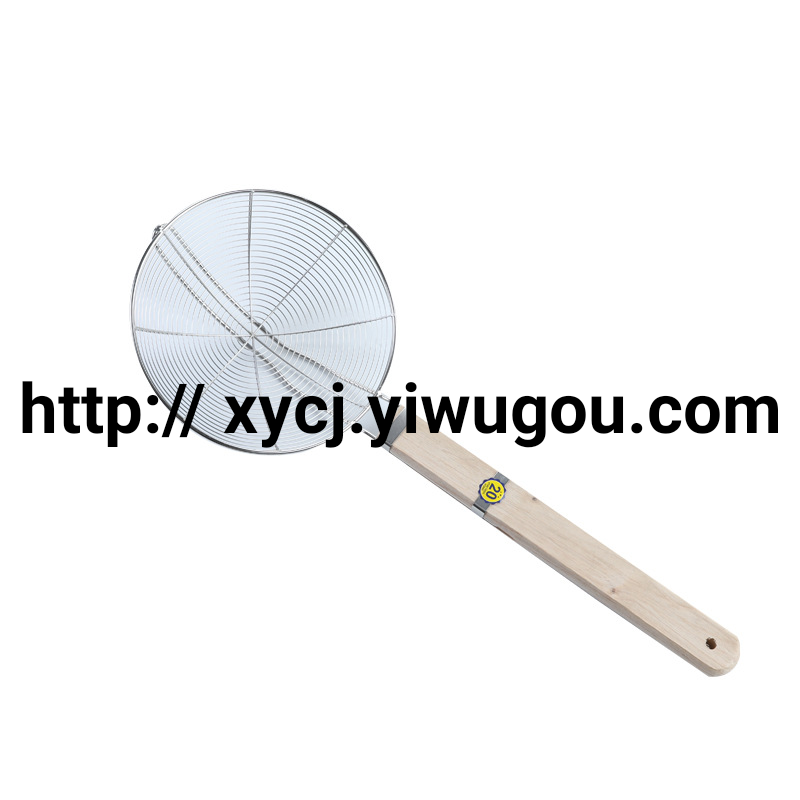 【 Factory Direct Supply 】 Thickened stainless steel wooden handle strainer for filtering fried noodles, hotel supplies for restaurants and hotels Item Picture