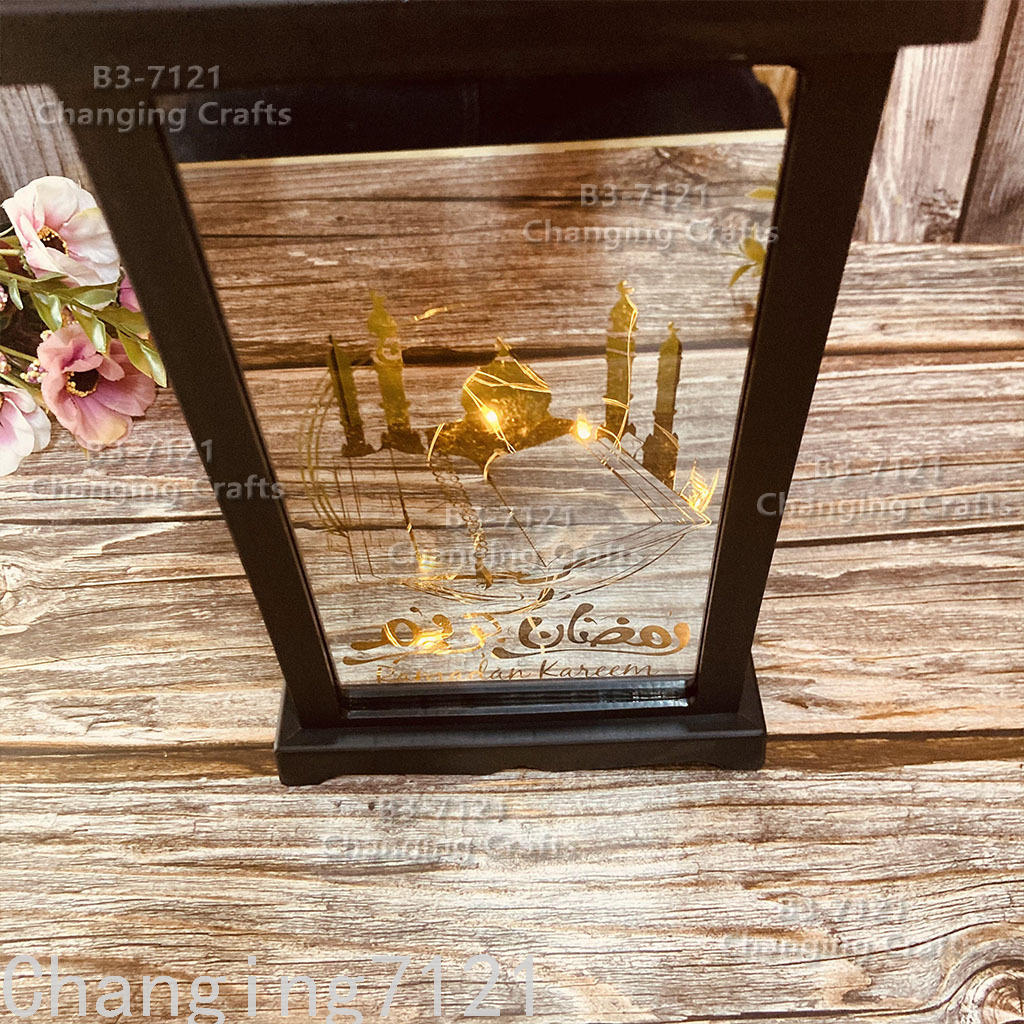 Cross-border wholesale of Ramadan Christmas wind lanterns, LED electronic candles, Ramadan night antique horse lanterns, decorative craft ornaments Specification image