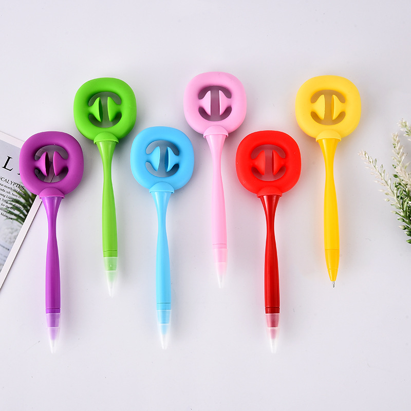 Silicone grip strengthener, press pen, finger suction cup, grip strength ring, pressure relief pen, primary school toy pen, multi-functional ballpoint pen details Picture