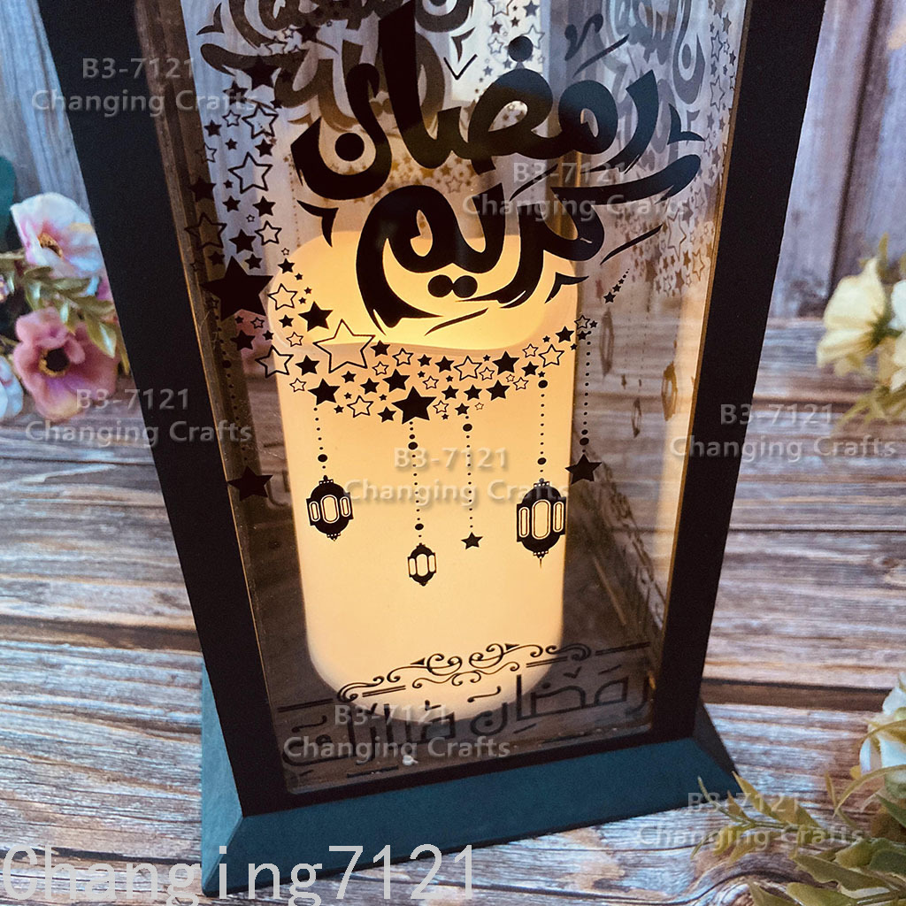 LED outdoor lawn garden Christmas and Halloween ramadan plastic candle wind lantern Ramadan usb decoration craftsmanship Specification image