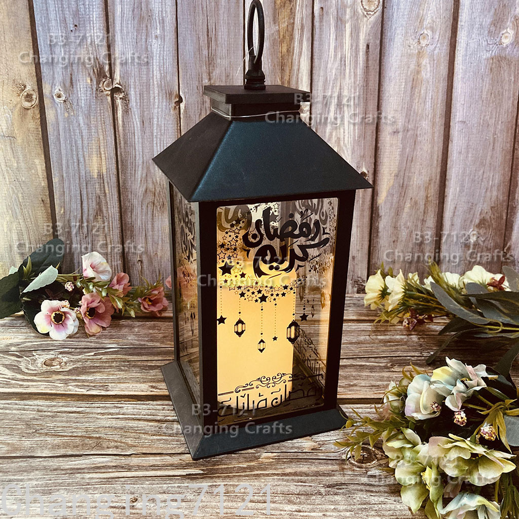 LED outdoor lawn garden Christmas and Halloween ramadan plastic candle wind lantern Ramadan usb decoration craftsmanship