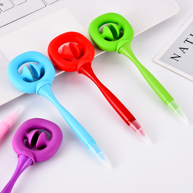 Silicone grip strengthener, press pen, finger suction cup, grip strength ring, pressure relief pen, primary school toy pen, multi-functional ballpoint pen full figure
