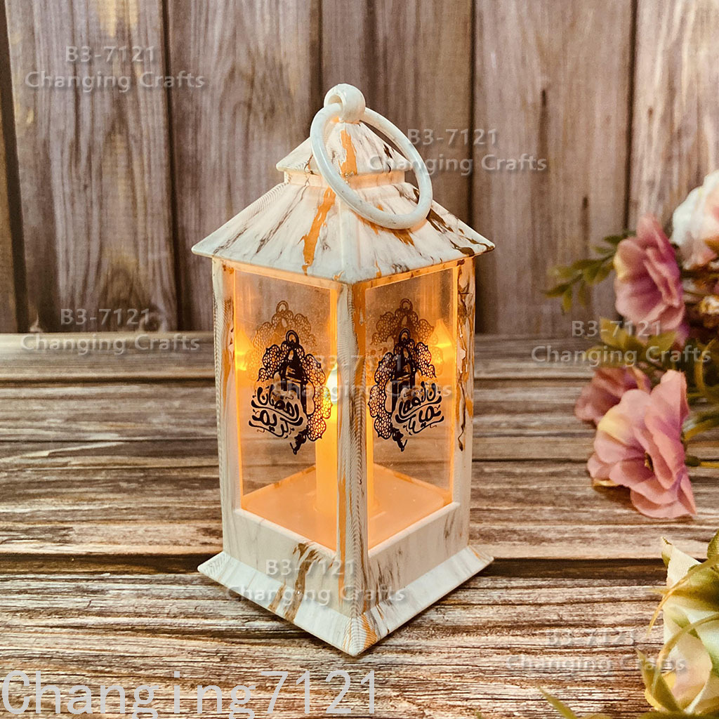 Ramadan small wind lamp, plastic glass candle stand, home decoration, road leading horse lamp, soft decoration, European-style Christmas decoration details Picture