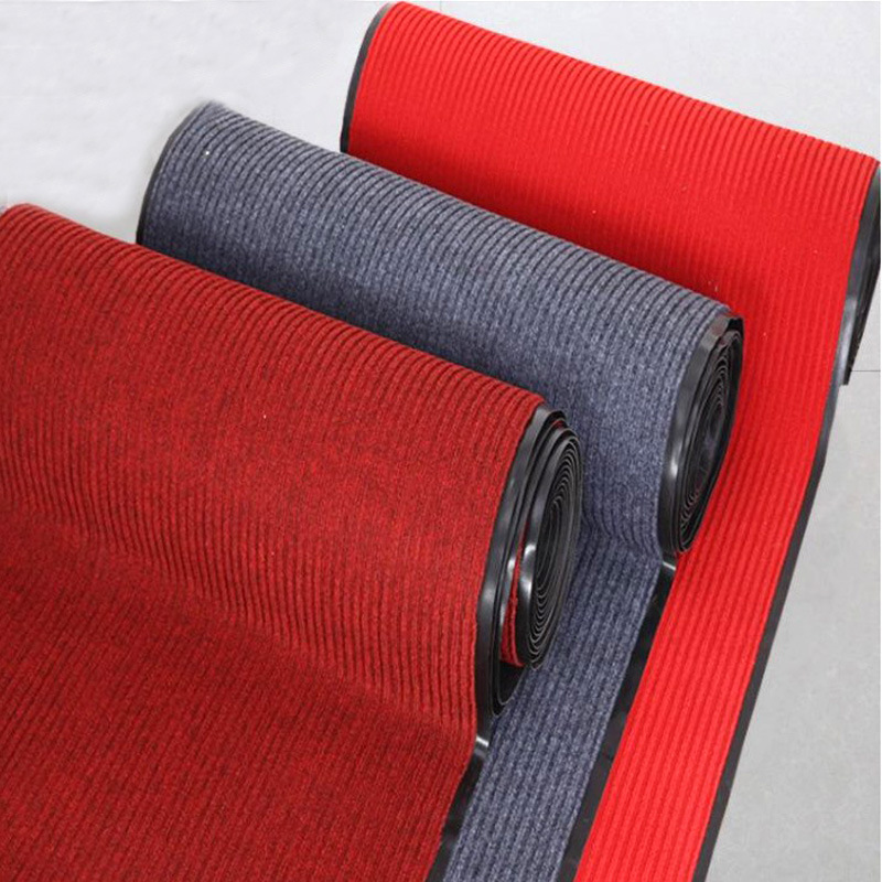 厂家批发双条纹红地毯pvc酒店商用地垫门垫楼梯办公走廊丙纶脚垫