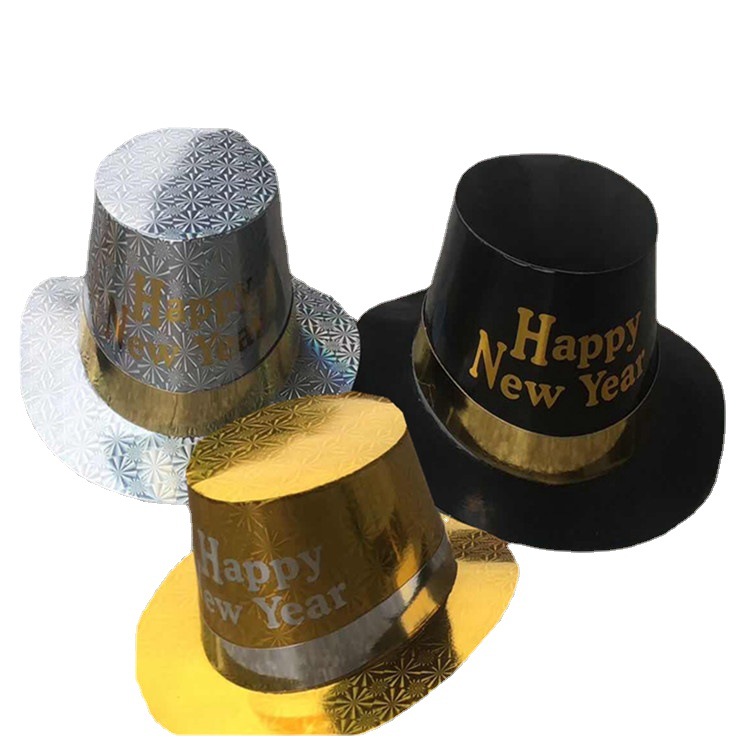 NewYear paper hats from stock HappyNewYear paper hats Gold paper Lincoln hats