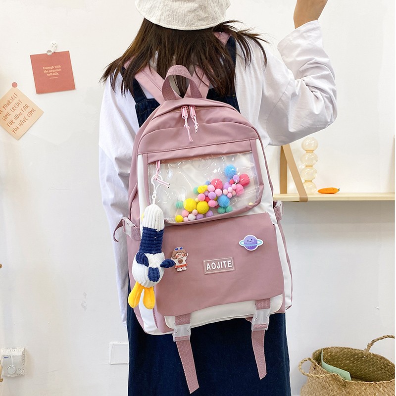 New school bag Korean version of high school students campus wind small Oxford waterproof student backpack large capacity leisure backpack