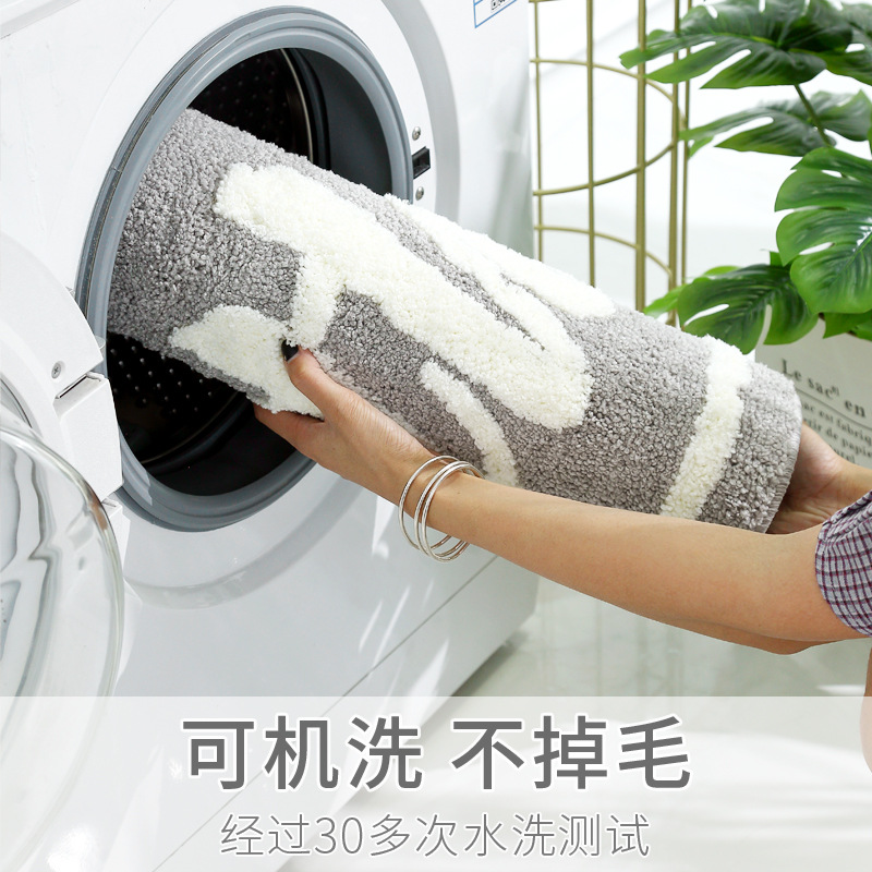 Soft fiber simple bathroom and toilet water-absorbing anti-slip floor mat, Bath floor mat, entrance and door carpet Specification image