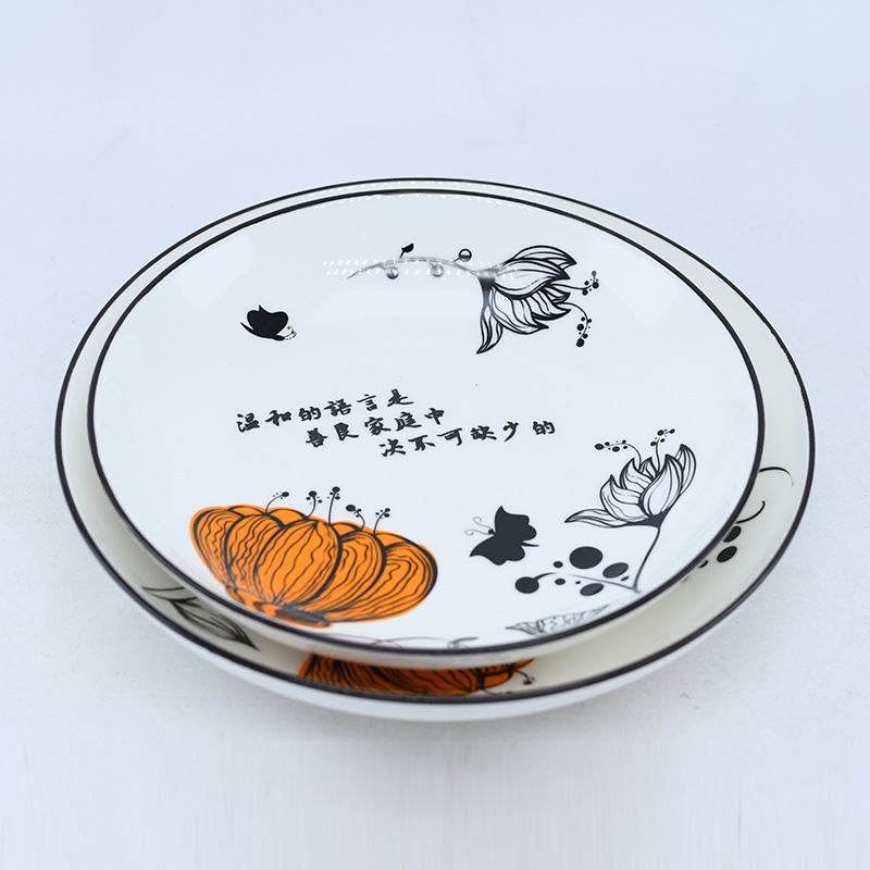 8-person tableware, 22-head ceramic tableware set, country-style morning glory ceramic bowls and plates, household vegetable plates and rice bowls on delivery details Picture