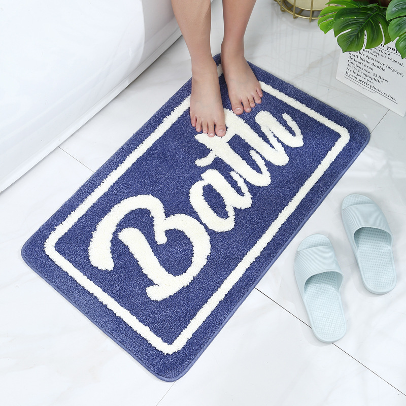 Soft fiber simple bathroom and toilet water-absorbing anti-slip floor mat, Bath floor mat, entrance and door carpet
