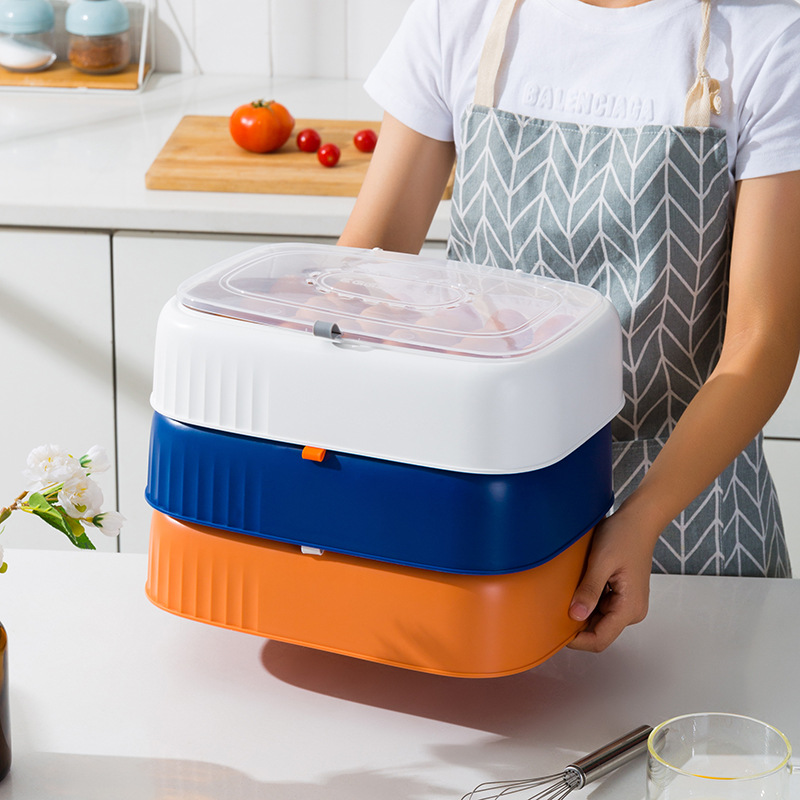 Refrigerator egg box, shockproof and drop-proof, fresh-keeping, kitchen egg rack, egg tray, plastic flip-top egg box Specification image