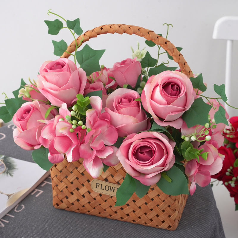 新品 仿真7叉保加利亚玫瑰花束 婚礼室内餐厅装饰布置绢花 跨境详情图2