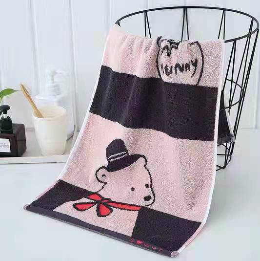 Toalla de dibujos animados de algodón engrosado sin perder el pelo para lavar la cara y bañarse pañuelo facial toalla infantil 100% algodón suave y absorbente Mr. bear cap Application Scenario