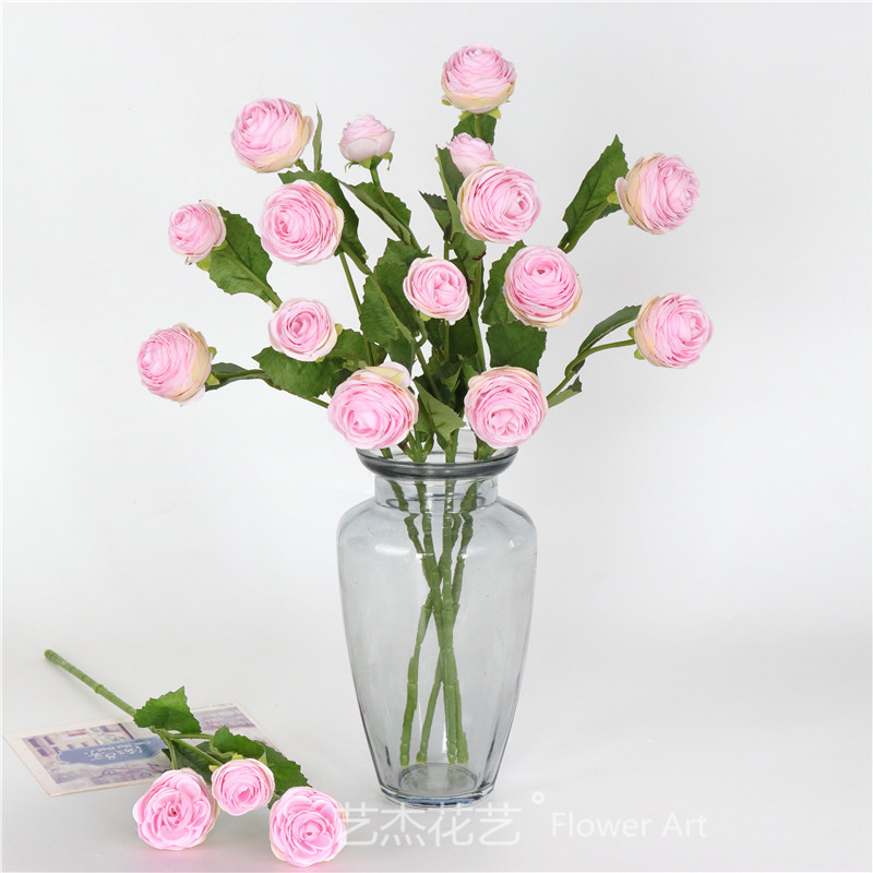 Simulated 3-head small lotus flowers for living room and bedroom decoration, artificial flowers, home decoration ornaments, simulated flower bouquets details Picture