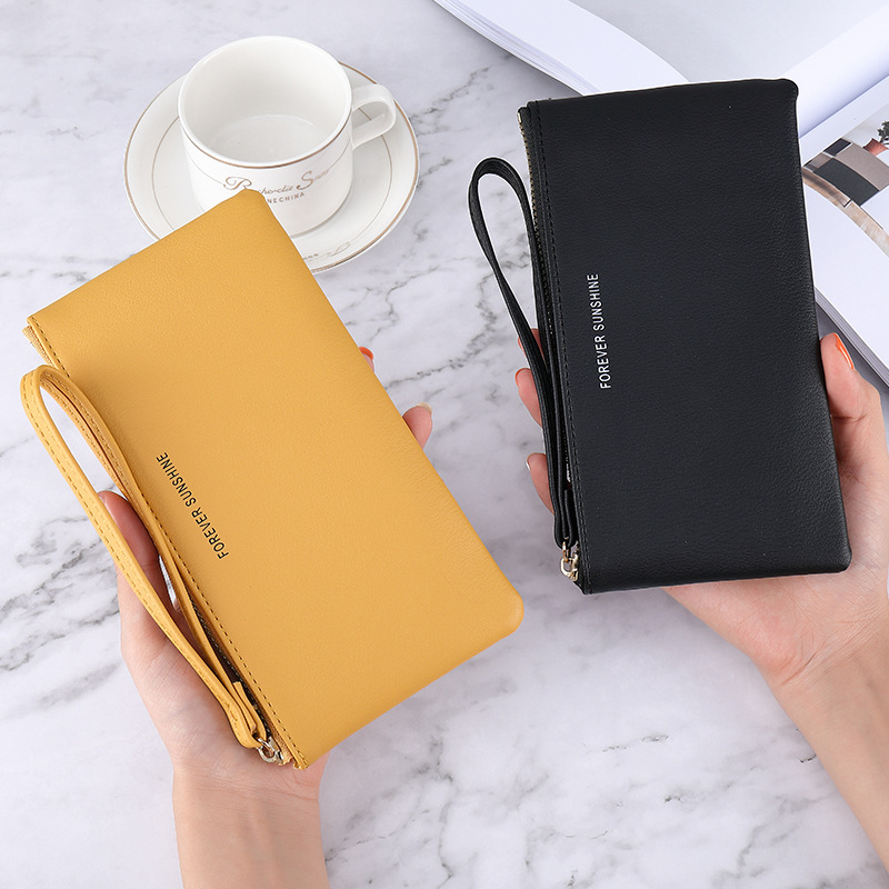 Korean version of fashion purse women long thin zipper solid color simple large capacity multi-card holding purse purse female