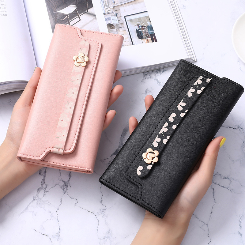 New simple long women's purse Korean version buckle multi-card large capacity zipper student coin purse clutch bag