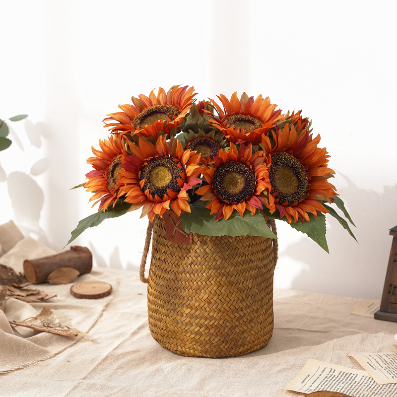 Artificial flowers, artificial lawns, artificial trees, creative high-end sunflowers, sunflower bouquets, artificial flowers for home decoration, salbutted chrysanthemums, artificial flowers, dance props, artificial flowers, artificial lawns, artificial trees Specification image