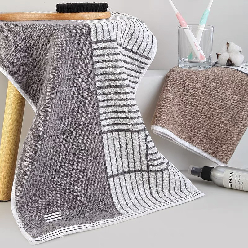 100% toalla de algodón para lavar la cara de los hombres hogar absorbente no se cae el pelo suave premium rayas patchwork toalla de baño de algodón para adultos