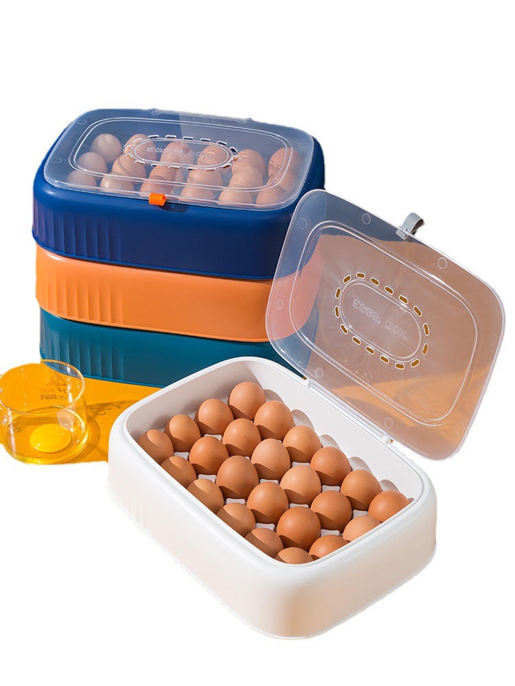 Refrigerator egg box, shockproof and drop-proof, fresh-keeping, kitchen egg rack, egg tray, plastic flip-top egg box Item Picture
