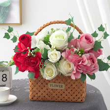 新品 仿真7叉保加利亚玫瑰花束 婚礼室内餐厅装饰布置绢花 跨境