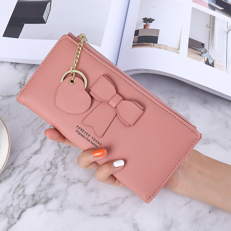 Korean version of the new wallet female long multi-card large capacity solid color simple student small fresh multi-functional handbag thumbnail