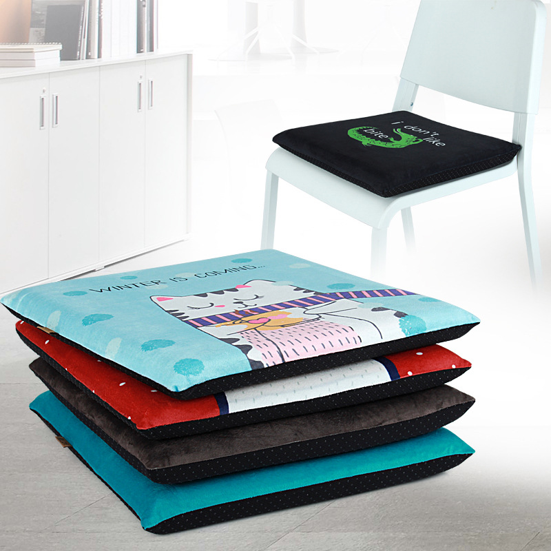 Cartoon chair cushions, office long-sitting cushions, four-season plush cushions, memory foam, student chair cushions, flatbed cushions