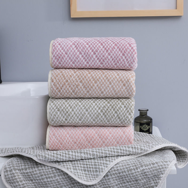 Toalla coral fleece toalla seca para el cabello uso diario super absorbente engrosado adulto pareja estudiante cara toalla al por mayor strip dot wipe manos details Picture