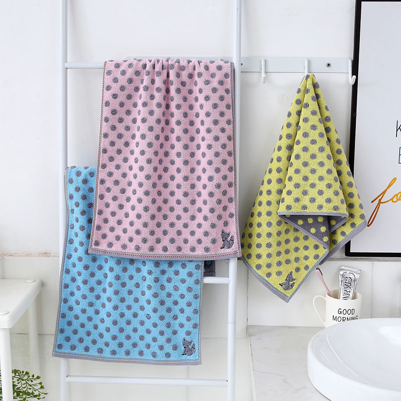 Pure cotton absorbent and non-shedding towel, face towel for adults, household wholesale, thickened cartoon dot fox Specification image