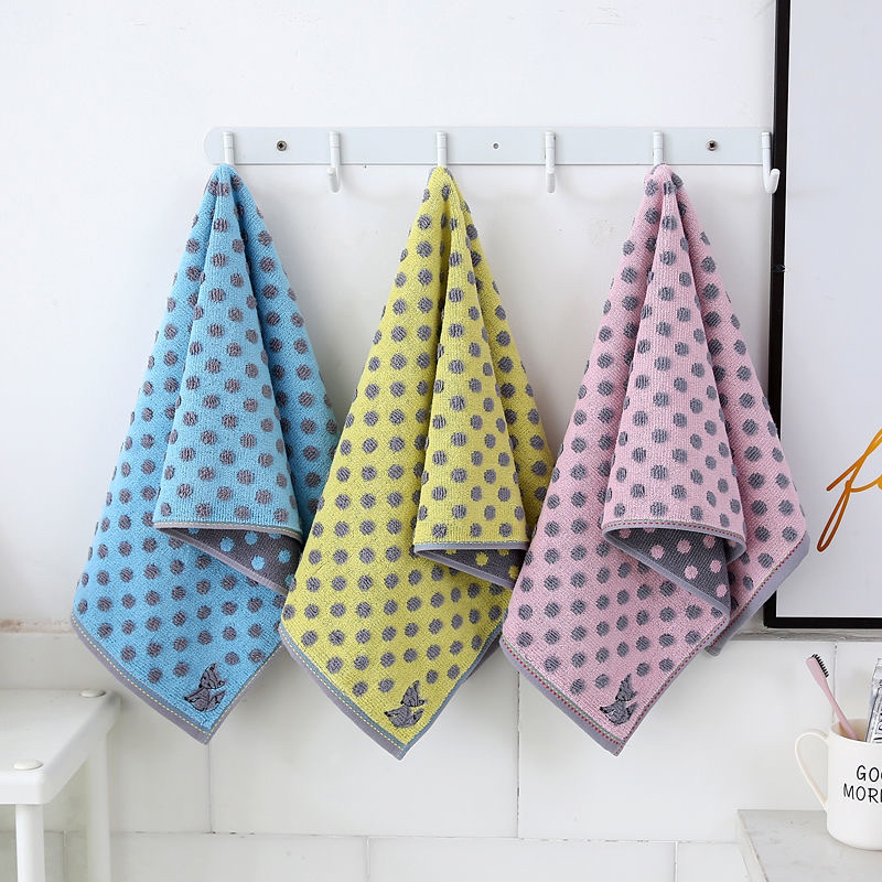 Pure cotton absorbent and non-shedding towel, face towel for adults, household wholesale, thickened cartoon dot fox details Picture