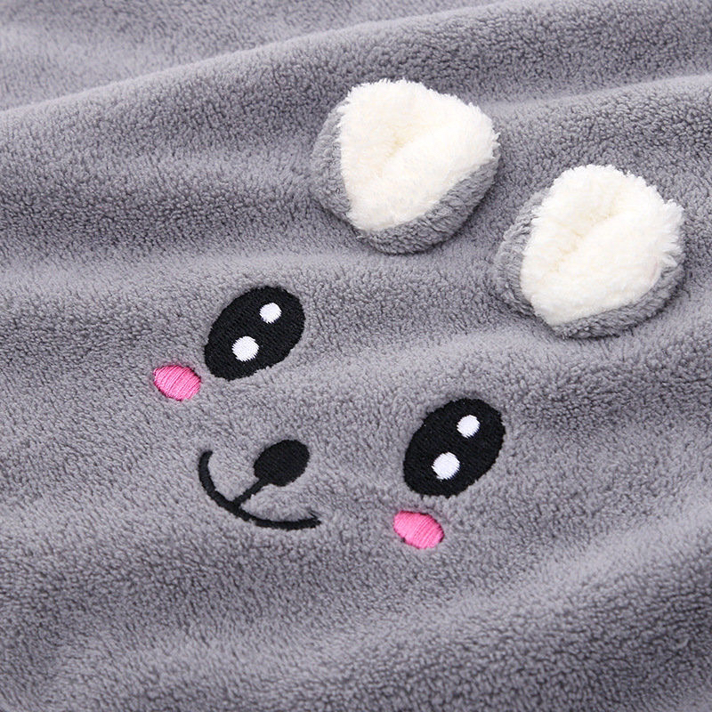 Rabbit ear coral fleece towel, soft and cute cartoon face towel, dry hair towel, household face towel Application Scenario