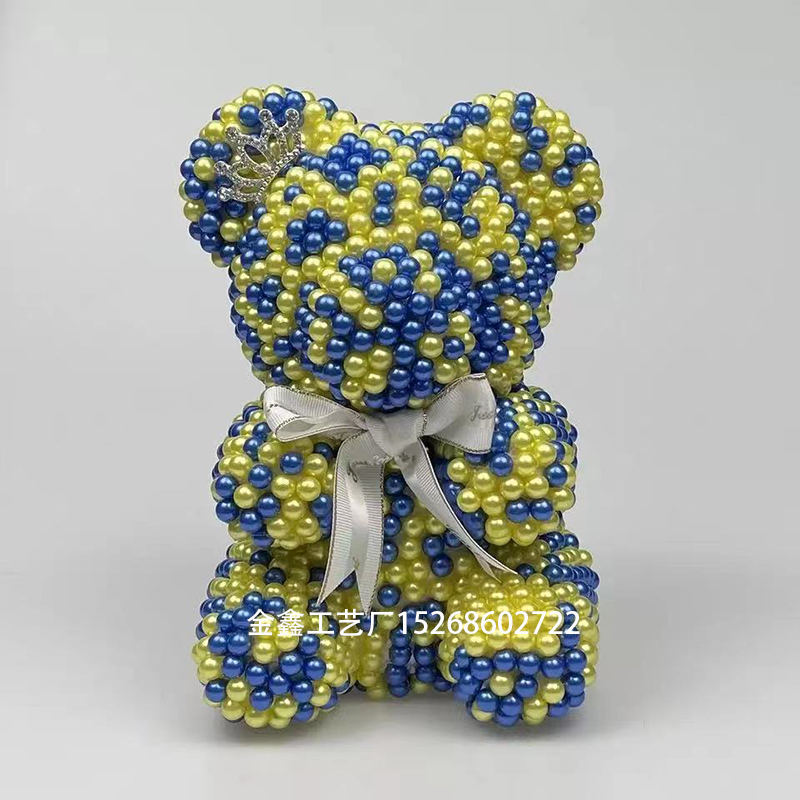 幻彩珍珠熊玫瑰花熊创意玩偶摆件情人节圣诞节礼物桌摆婚庆伴手礼细节图