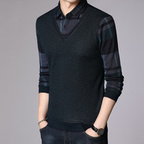 Men's sweater Casual slim knit business bottom shirt versatile fashion line coat winter cashmere sweater