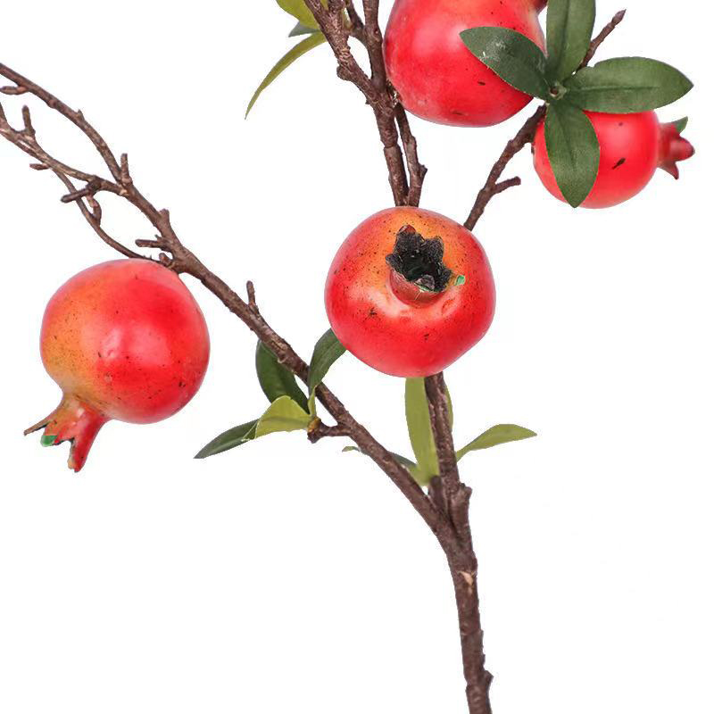 跨境8头石榴果仿真花冬青红果富贵果仿真水果蔬菜家居软装花艺