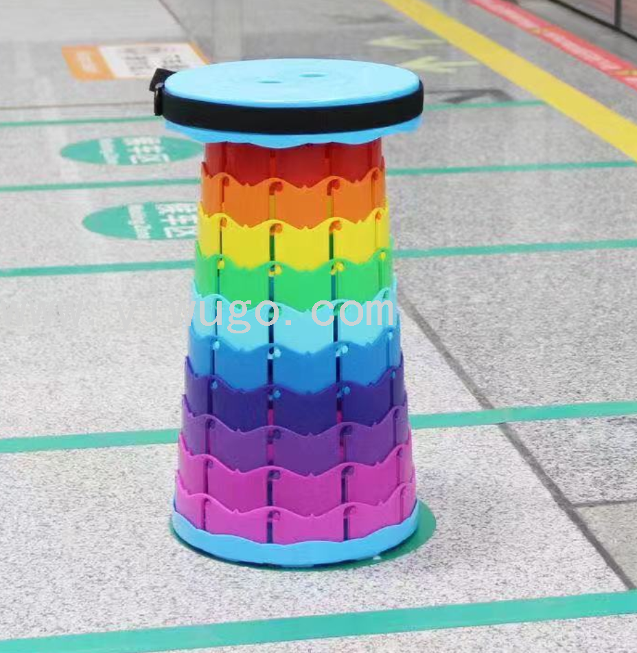 Rainbow plastic folding stool outdoor portable retractable folding chair travel camping stool thumbnail
