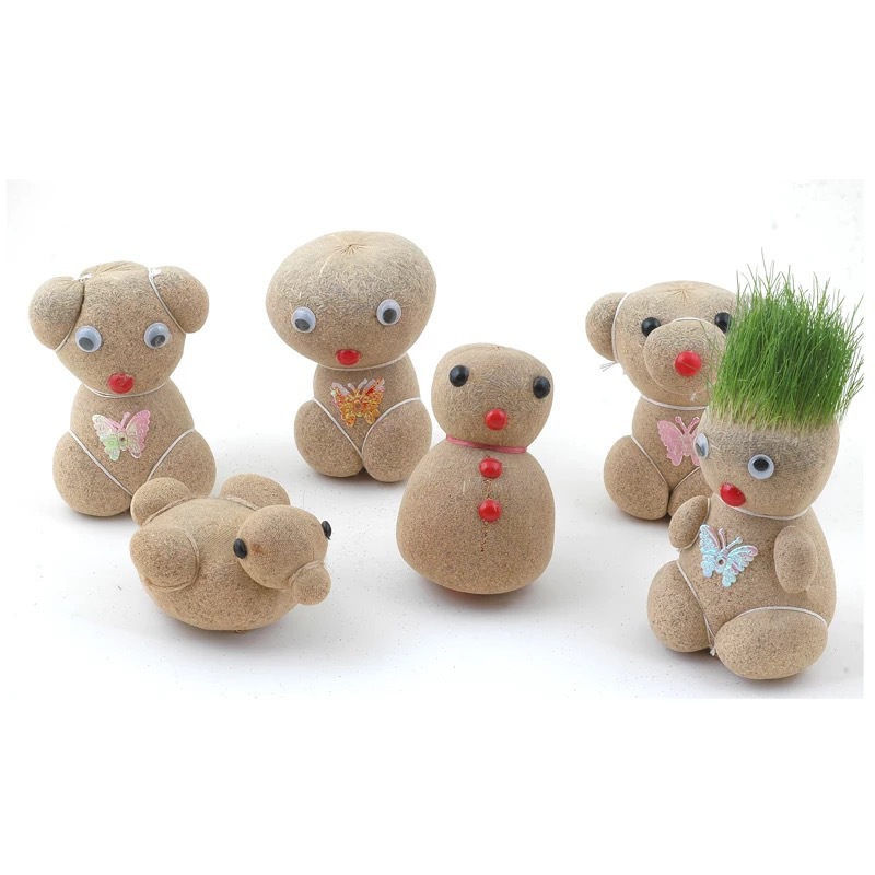 Plant long grass, cultivate large-eyed cute kids with big flat heads, medium-sized grass dolls, creative plant farm potted grass heads Application Scenario
