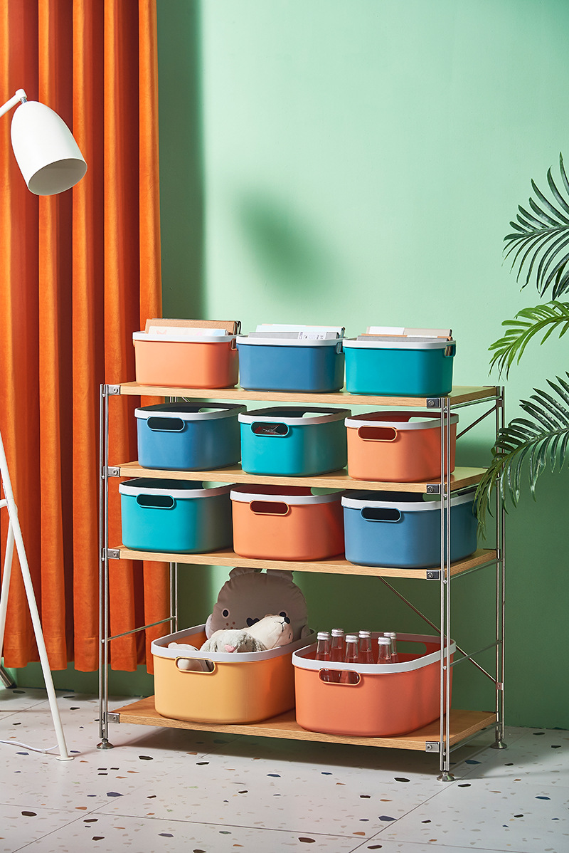 Sundries desktop storage pressure ring, large storage box, plastic storage basket, dust-proof organization box, snack storage basket