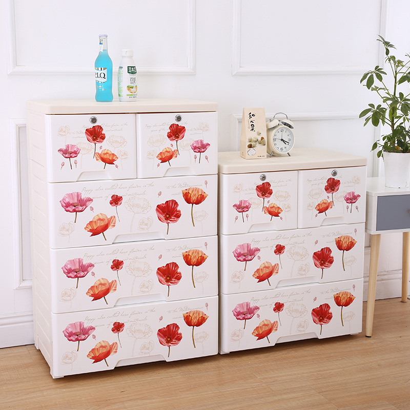 DIY加厚抽屉式收纳柜儿童宝宝衣柜储物柜简易鞋柜五层整理柜