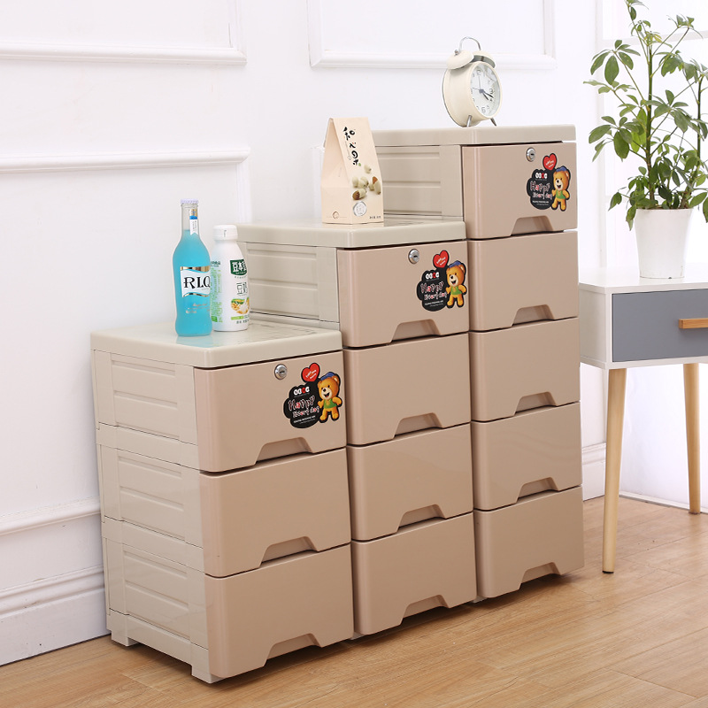 批发加厚抽屉式收纳柜儿童宝宝衣物柜简易鞋柜五层斗储物整理柜