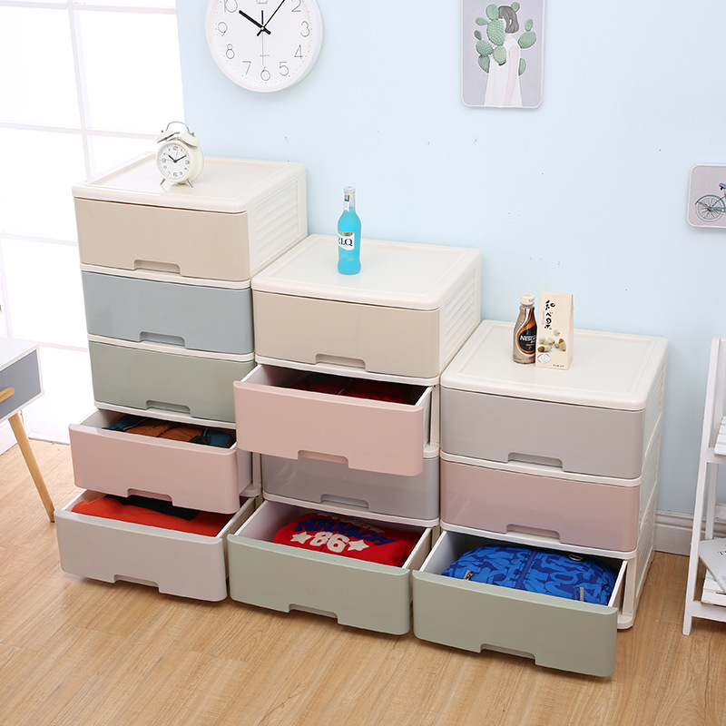 厂家直销加厚抽屉式收纳柜儿童宝宝储物衣柜简易鞋柜五层整理斗柜