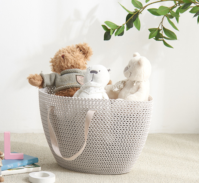 Fashion color environmental protection handbag picnic basket basket Shopping basket Picnic basket Plastic version creative travel pet basket