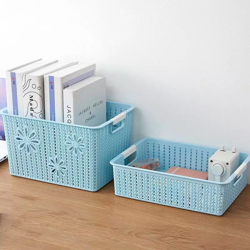 Wicker desktop storage basket, plastic sorting box, sundries storage basket, snack and toy storage box, bathroom bath basket