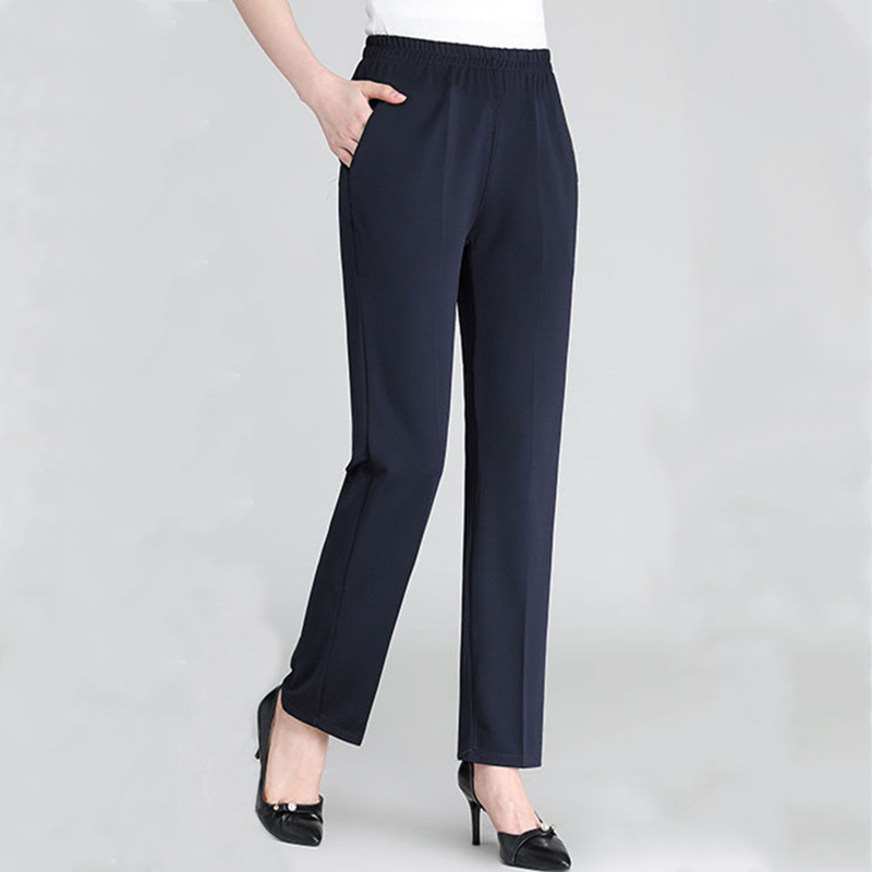 Women's pants fall pants Women's long Johns Mom pants Middle-aged women's straight casual pants Women's black pants women