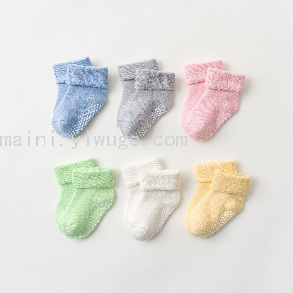 Thickened loose baby socks cotton midtube baby toddler socks non-slip adhesive baby floor socks
