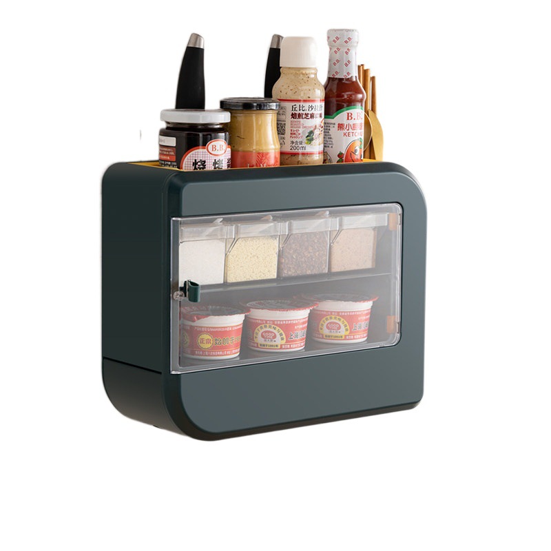 The multi-functional drawer-type seasoning box for the kitchen, the wall-mounted kitchen storage rack without drilling holes, and the double-knife chopstick storage rack Item Picture