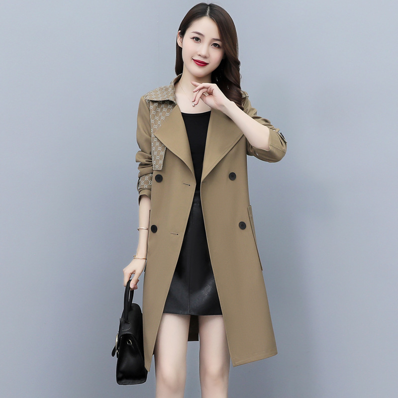 The 2021 Autumn/Winter new stylish, simple and elegant Korean style slimming lace-up knee-length women's trench coat ZY778 Application Scenario